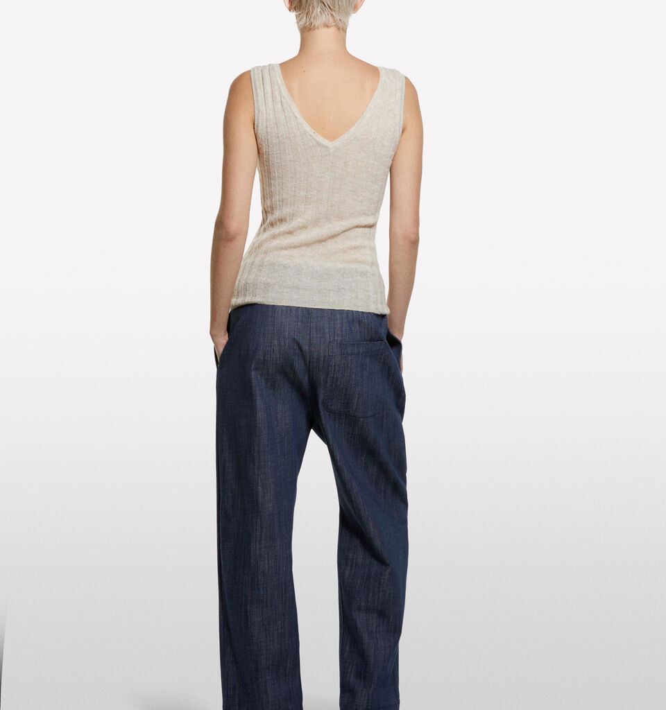 Cream white knit tank top - women's tops - Creamy White | Sisley image number 2